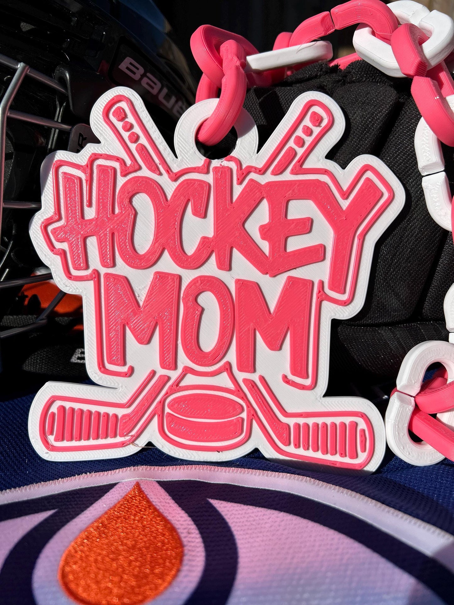 Hockey Fan Mom Giant Logo Necklace - Oversized Sports Swag Chain for Hockey Moms