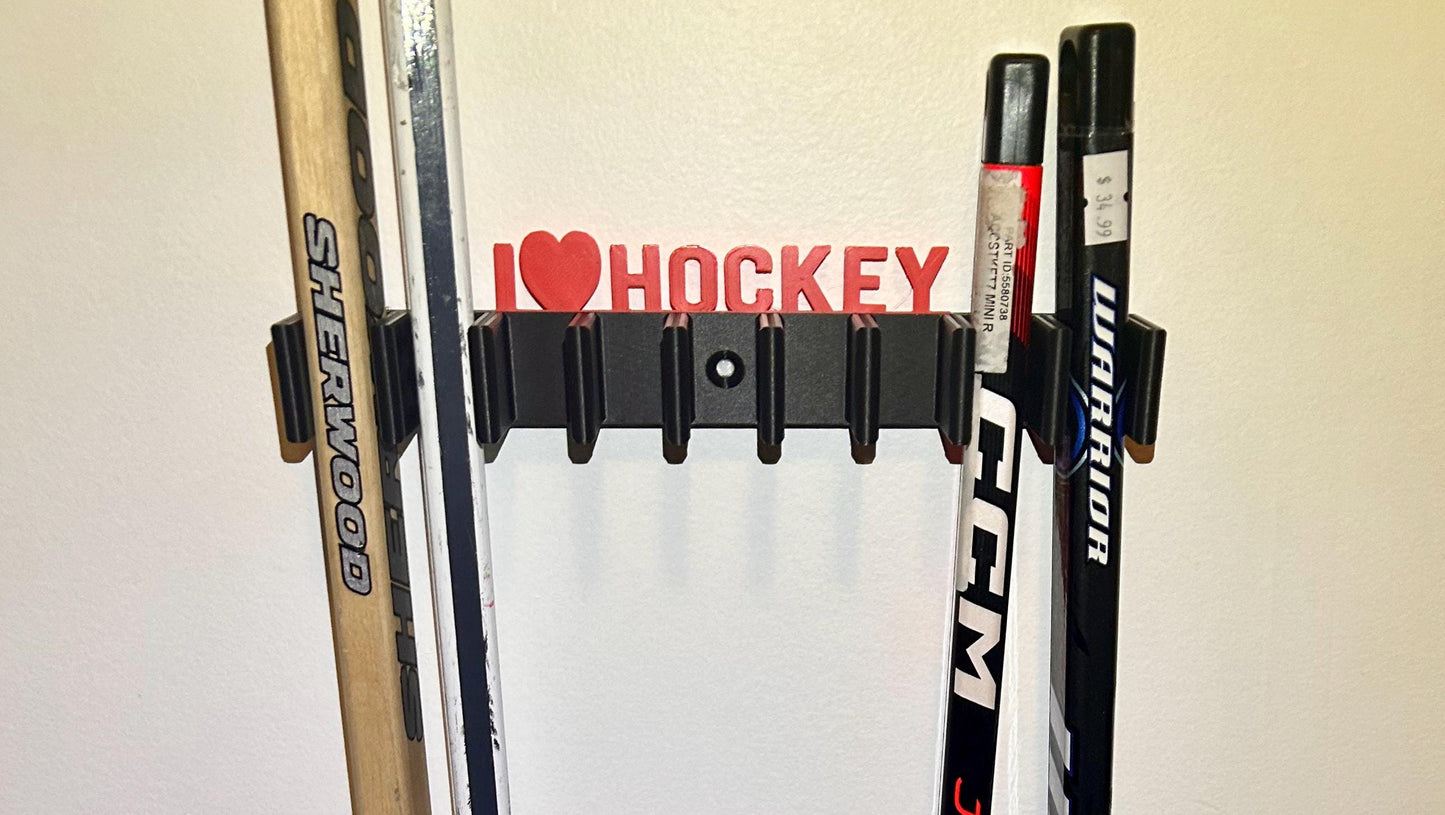 2 Personalized Hockey stick Rack wall mount Hockey rack organizer for 9 Hockey stick hocker pack of 2,  Personalized Hockey Gear Holder gift