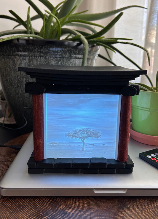 Table lamp with 4 Personalize picture Lithophane to share some Precious moment of Love