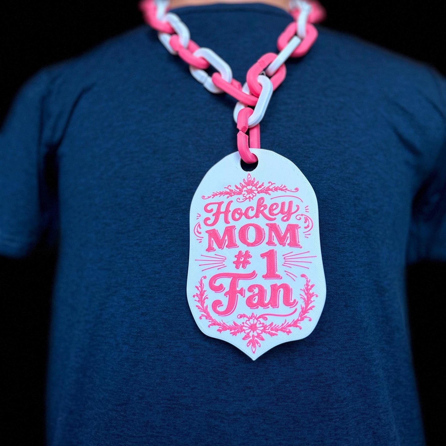 Hockey Fan Mom Giant Logo Necklace - Oversized Sports Swag Chain for Hockey Moms