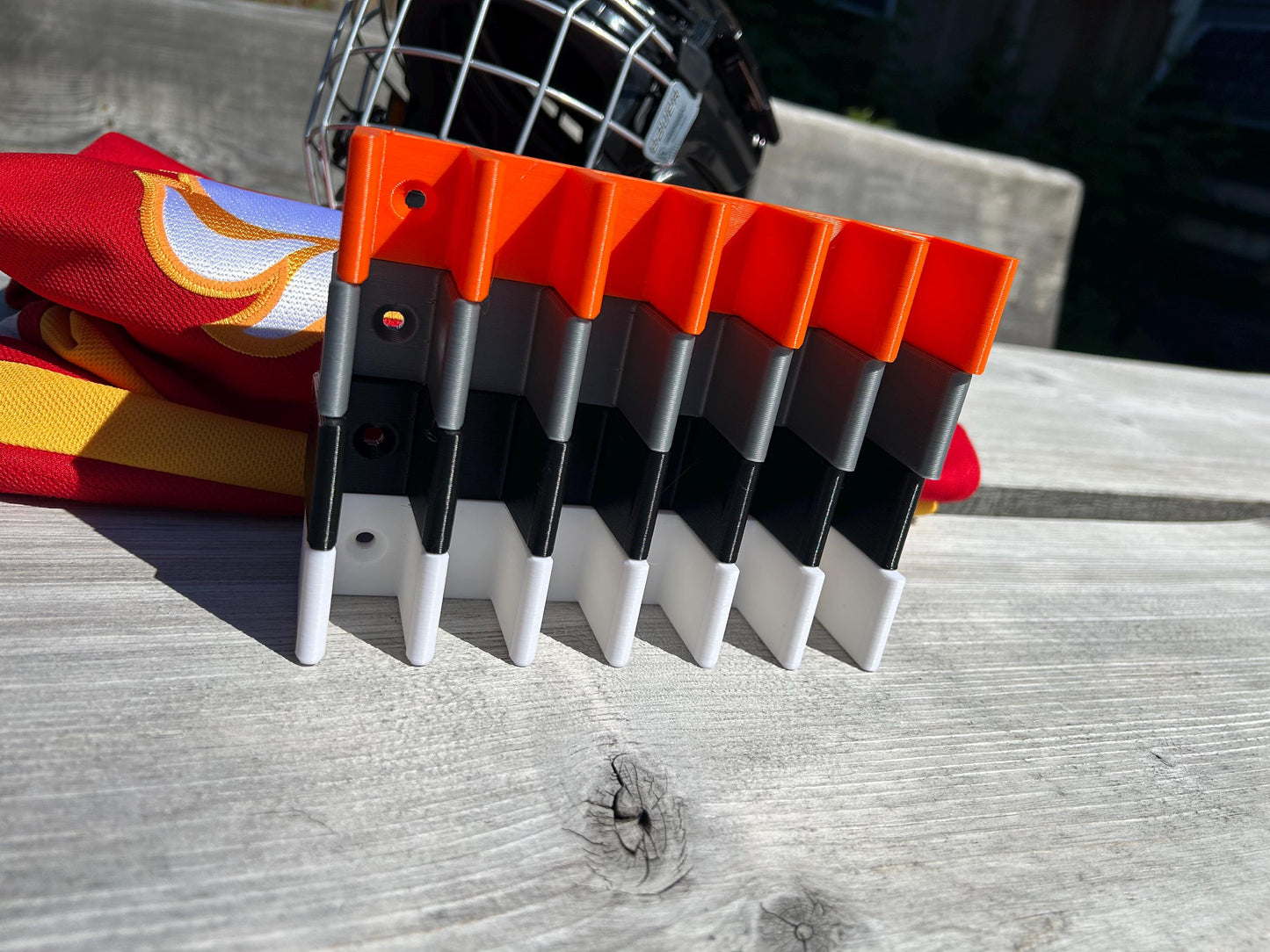 USA Made Hockey Stick Wall Rack Ultimate Organization for 5, 6 or 9 hockey Sticks, wall mounts hockey sticks organizer, hockey lover gift