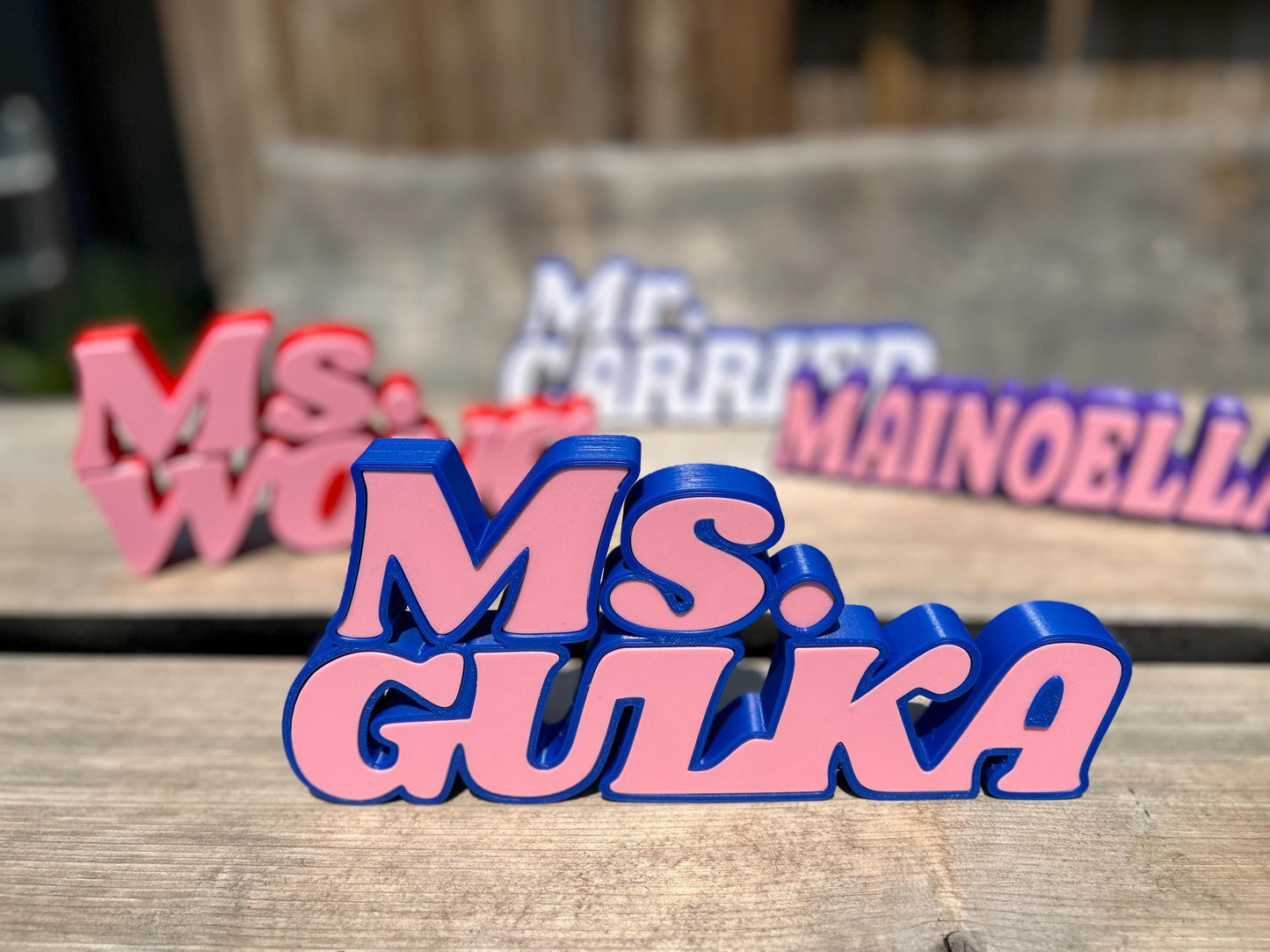 Personalized Teacher Name Plate: Custom Multi-Color Desk Sign