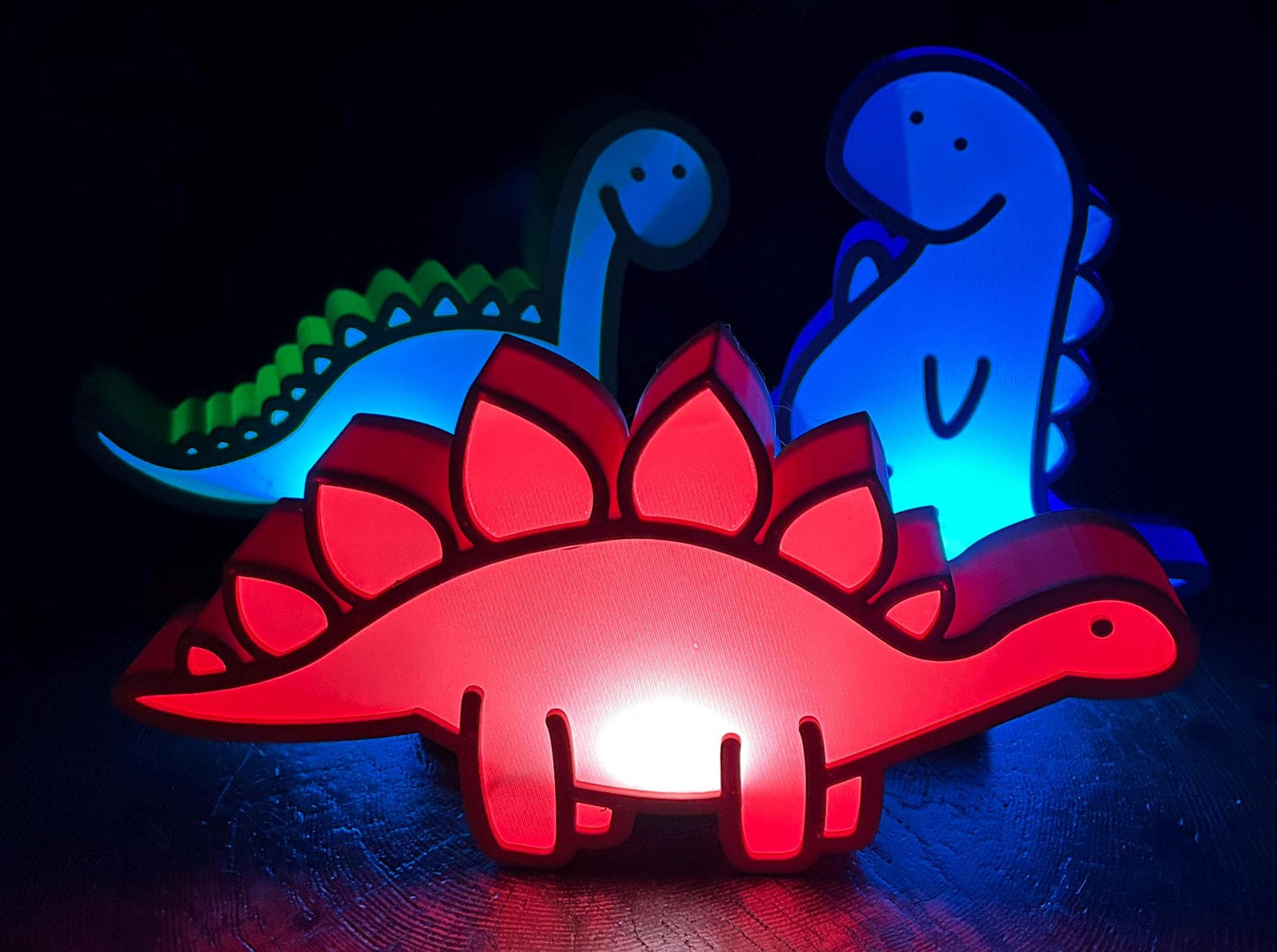 Night Light with Remote Dinosaur LED Color Changing light, USB, Kids room, Purple/Yellow/Green, 3 Shapes, Nursery Decor, Table Lamp, Gift