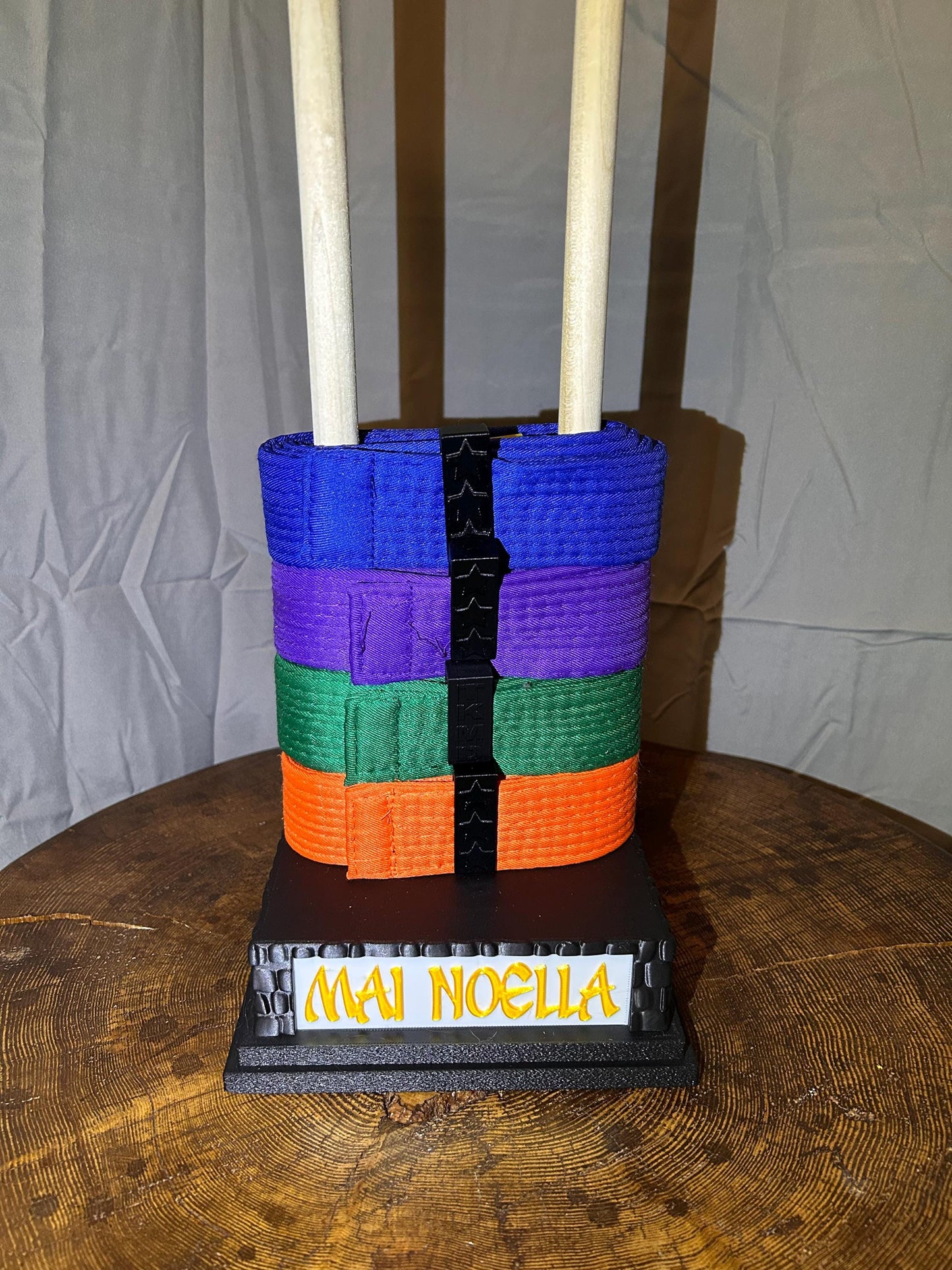 Custom Martial Arts Belt & Medal Display with Belt Clips – Personalize Discipline, Name and Wisdom Words – Taekwondo, Karate, Kickboxing