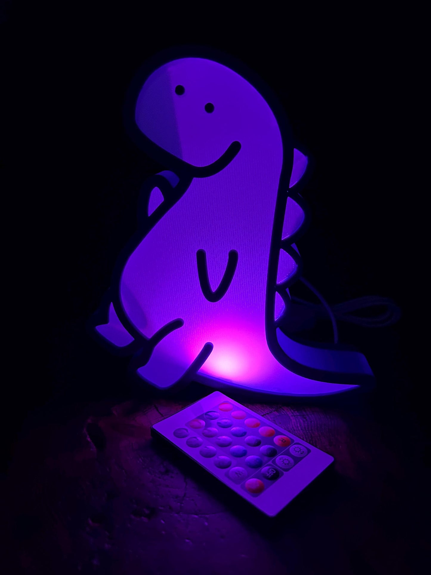 Night Light with Remote Dinosaur LED Color Changing light, USB, Kids room, Purple/Yellow/Green, 3 Shapes, Nursery Decor, Table Lamp, Gift