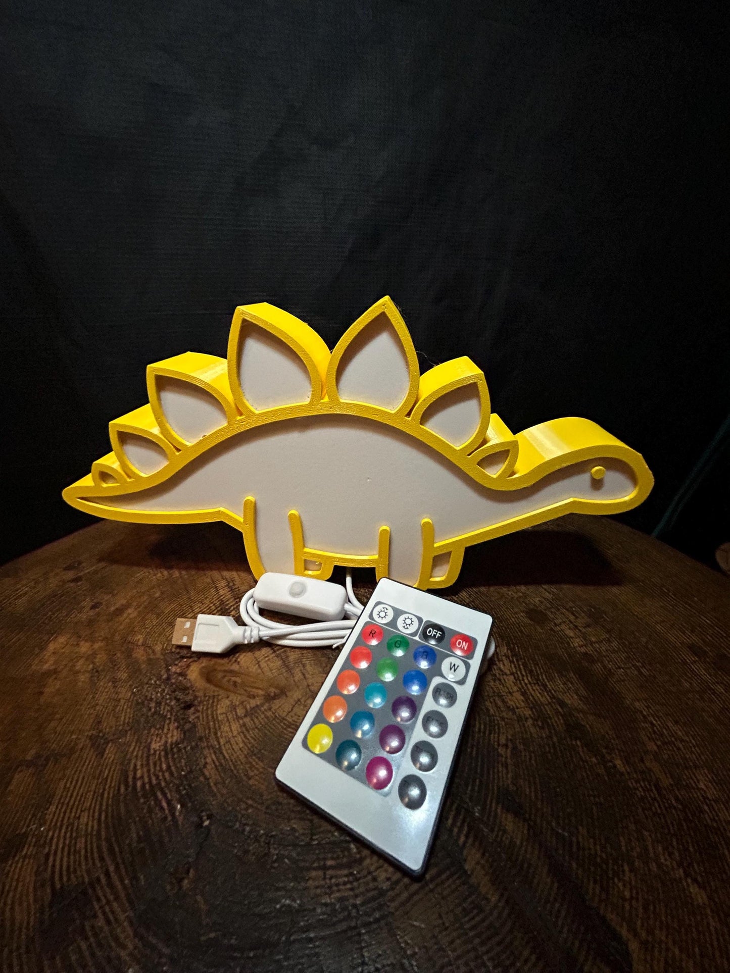 Night Light with Remote Dinosaur LED Color Changing light, USB, Kids room, Purple/Yellow/Green, 3 Shapes, Nursery Decor, Table Lamp, Gift