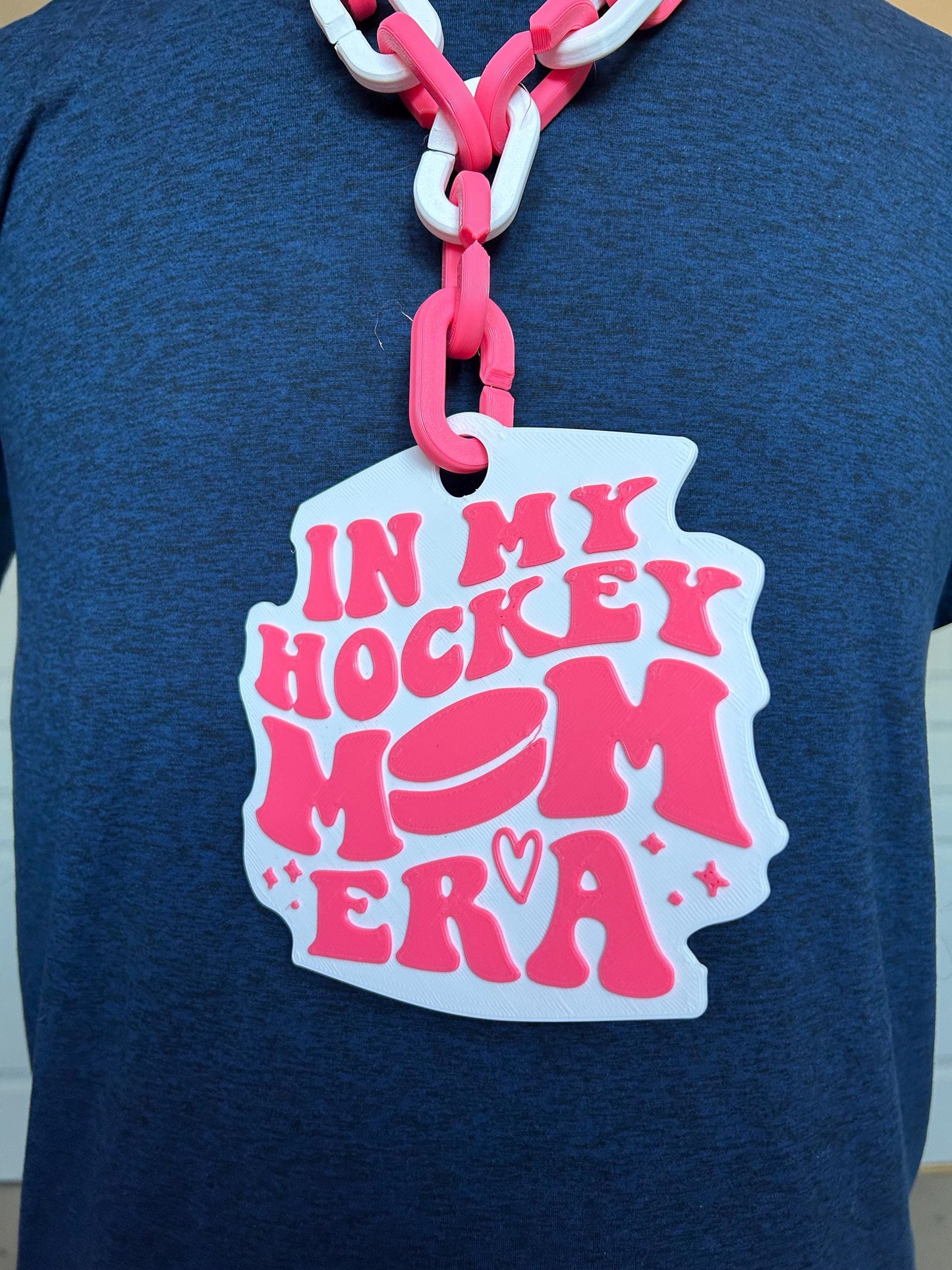 Hockey Fan Mom Giant Logo Necklace - Oversized Sports Swag Chain for Hockey Moms