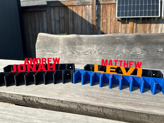 2 Personalized Hockey stick Rack wall mount Hockey rack organizer for 9 Hockey stick hocker pack of 2,  Personalized Hockey Gear Holder gift