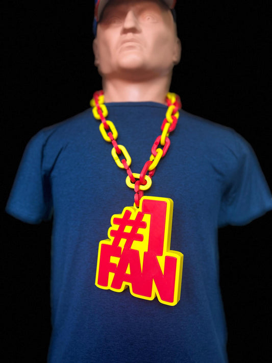 Custom Giant Necklace #1 Fan, Sport Fan gear swag, Oversize Logo with Colours Chain, #1fan, Perfect Gift