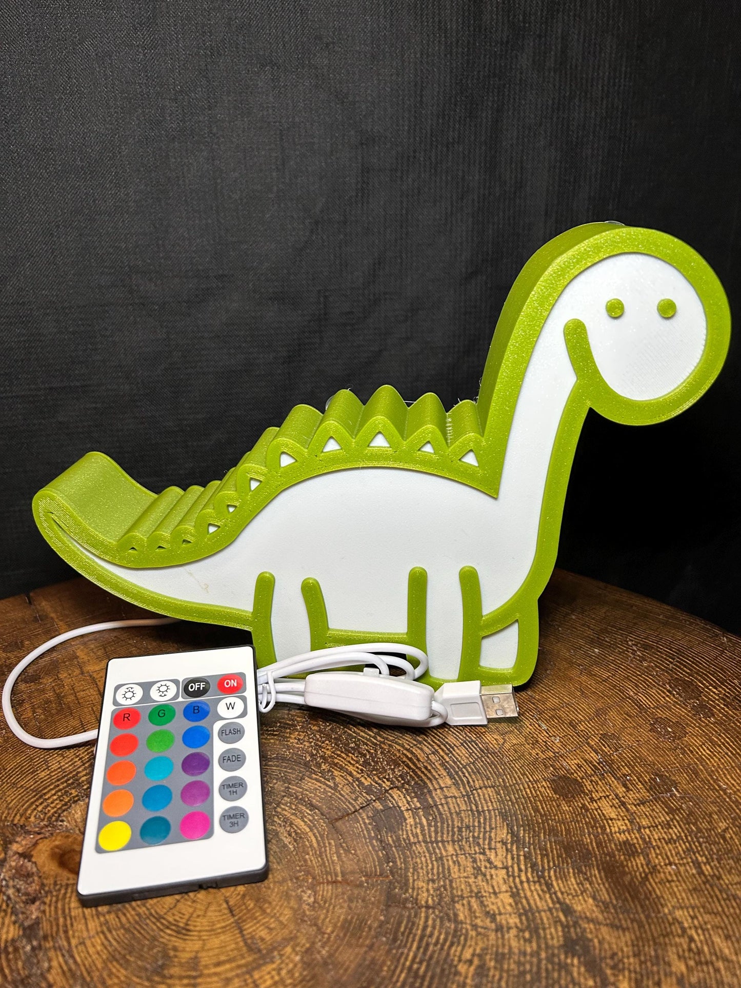 Night Light with Remote Dinosaur LED Color Changing light, USB, Kids room, Purple/Yellow/Green, 3 Shapes, Nursery Decor, Table Lamp, Gift