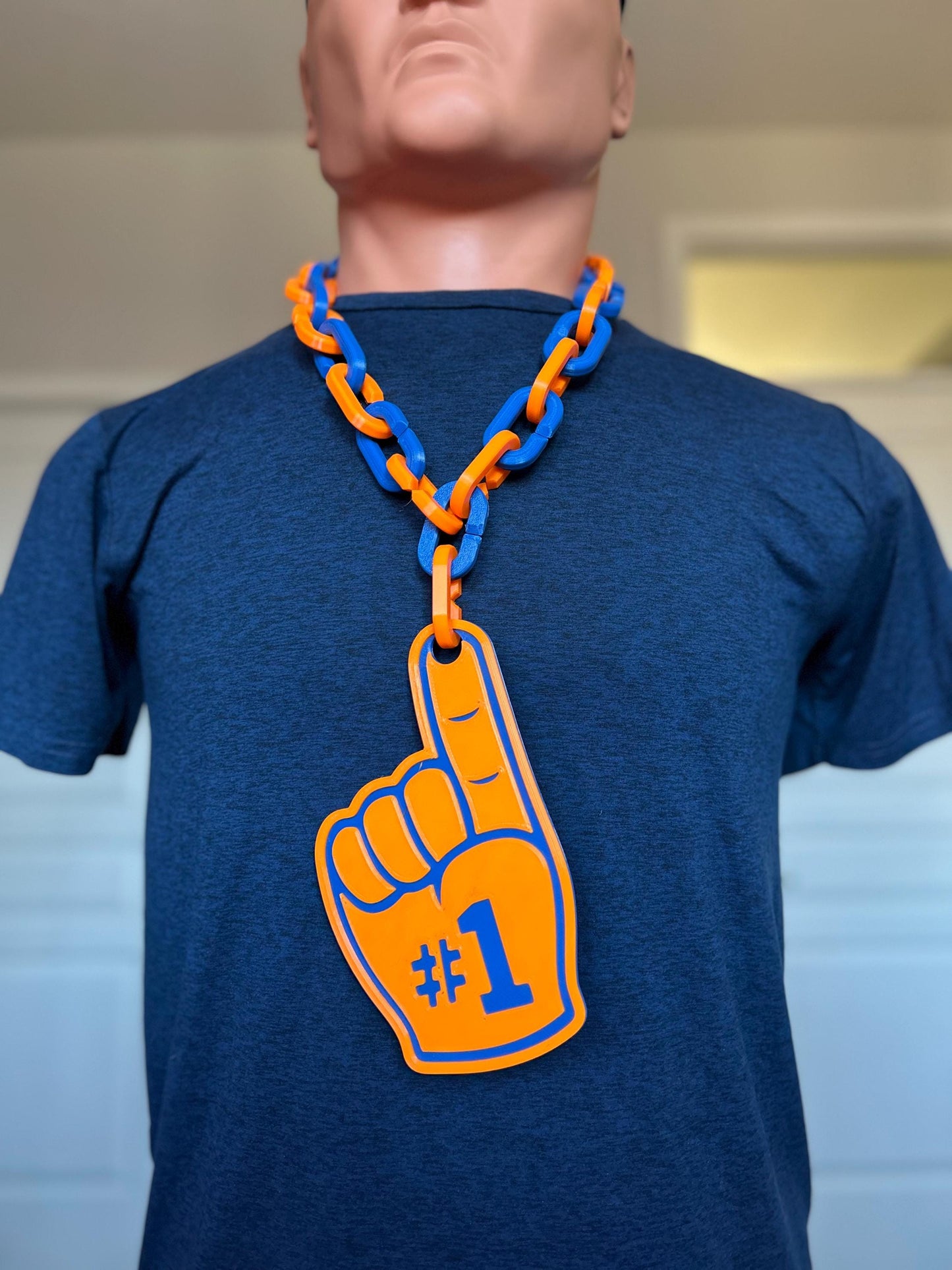 Custom Giant Necklace #1 Fan, Sport Fan gear swag, Oversize Logo with Colours Chain, #1fan, Perfect Gift