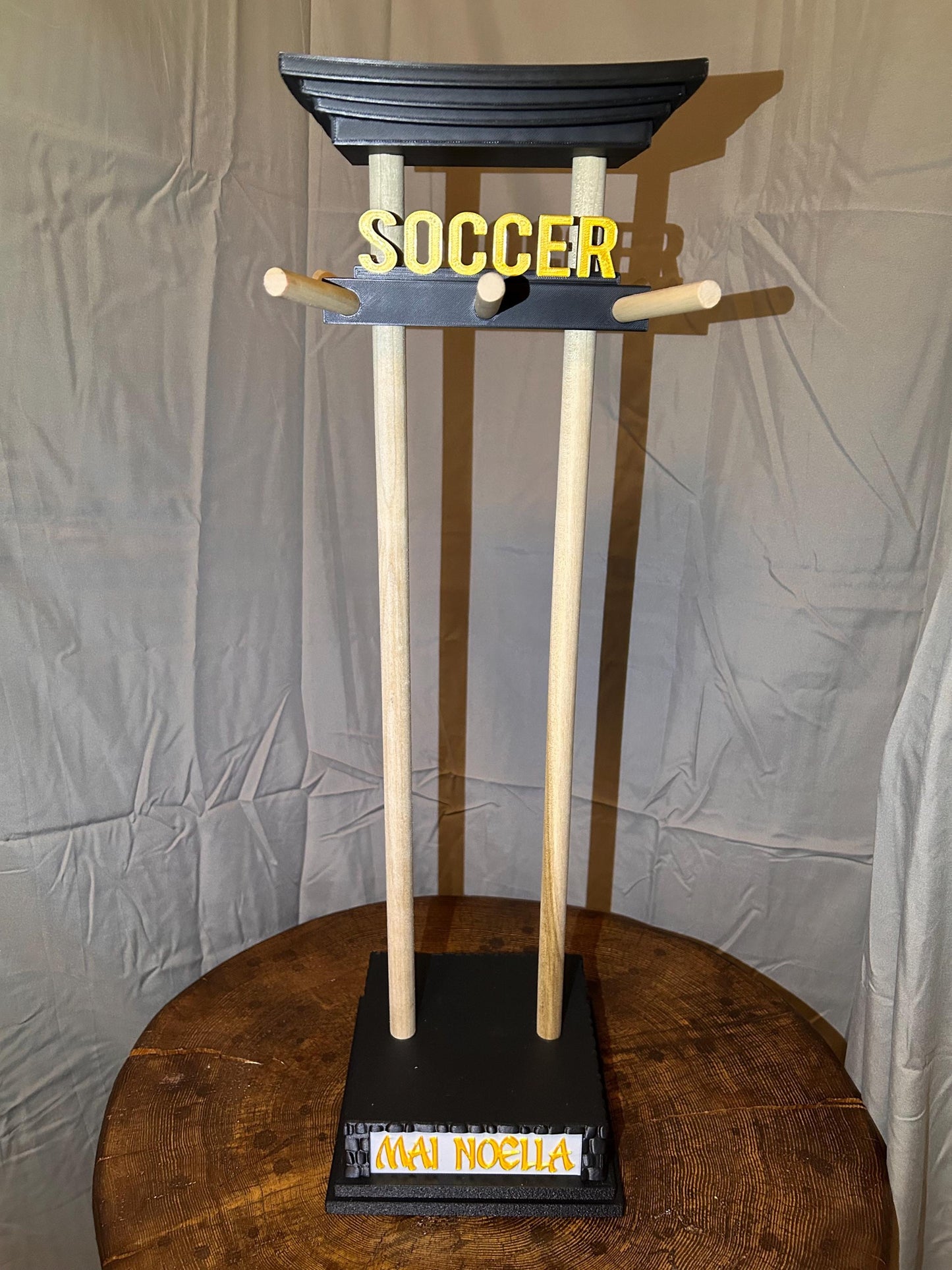 Custom Personalize Medal and Hat Display Personalized Sports Holder for Hockey, Curling, Football and More Name & Motivational Quote Option