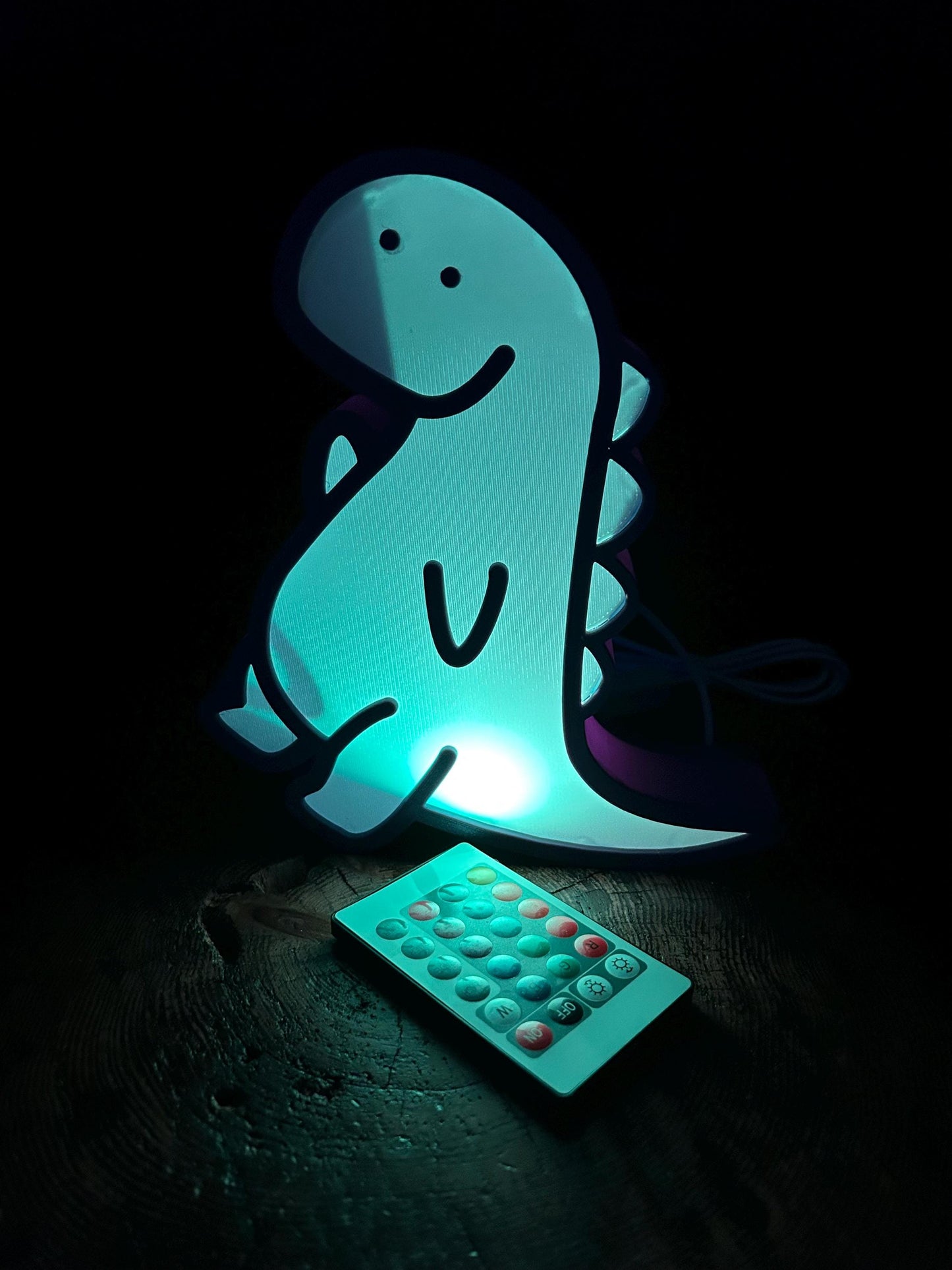 Night Light with Remote Dinosaur LED Color Changing light, USB, Kids room, Purple/Yellow/Green, 3 Shapes, Nursery Decor, Table Lamp, Gift