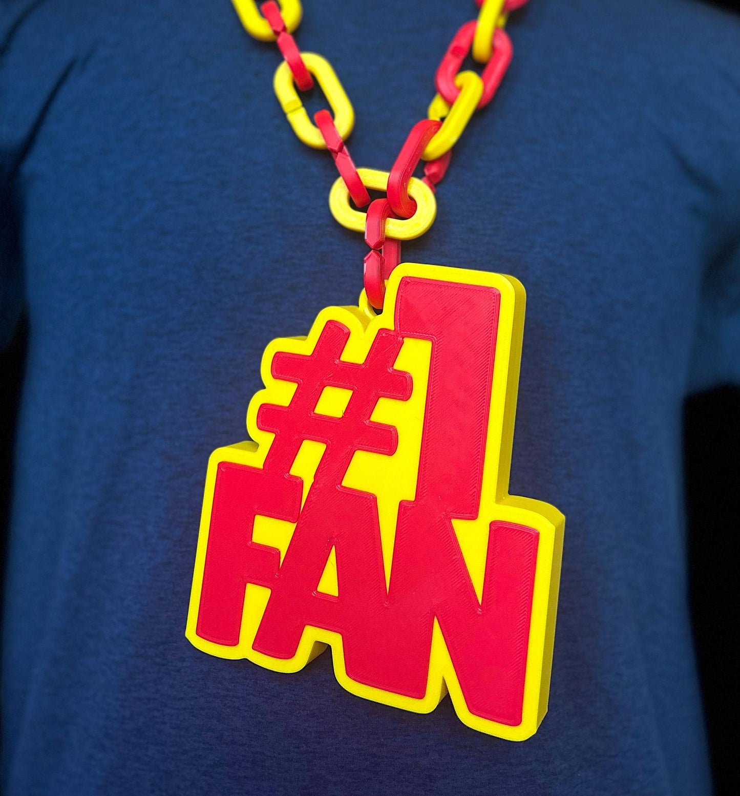 Custom Giant Necklace #1 Fan, Sport Fan gear swag, Oversize Logo with Colours Chain, #1fan, Perfect Gift