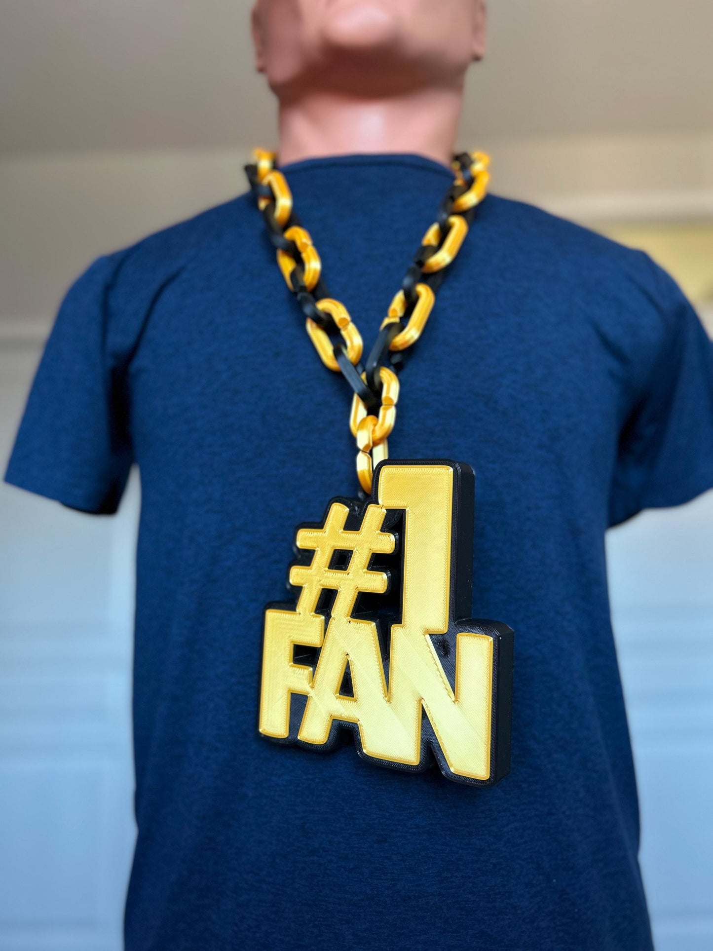 Custom Giant Necklace #1 Fan, Sport Fan gear swag, Oversize Logo with Colours Chain, #1fan, Perfect Gift