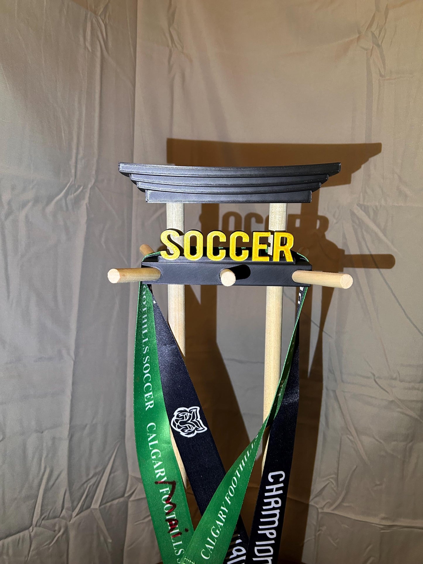 Custom Personalize Medal and Hat Display Personalized Sports Holder for Hockey, Curling, Football and More Name & Motivational Quote Option