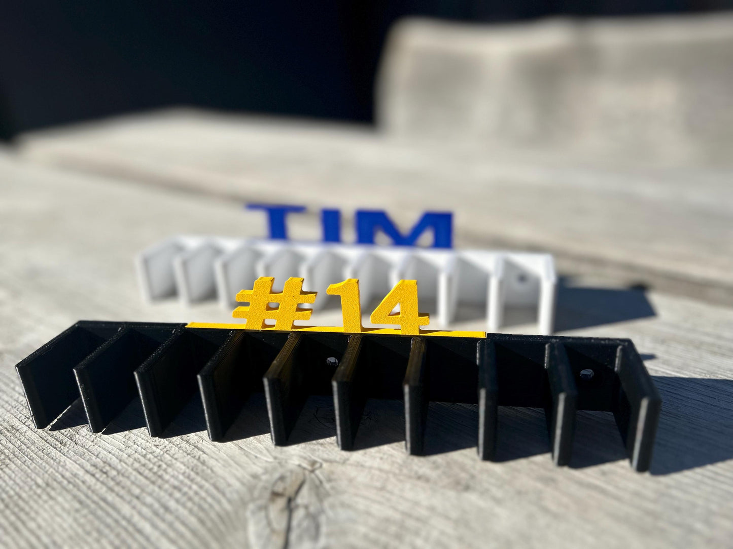 2 Personalized Hockey stick Rack wall mount Hockey rack organizer for 9 Hockey stick hocker pack of 2,  Personalized Hockey Gear Holder gift