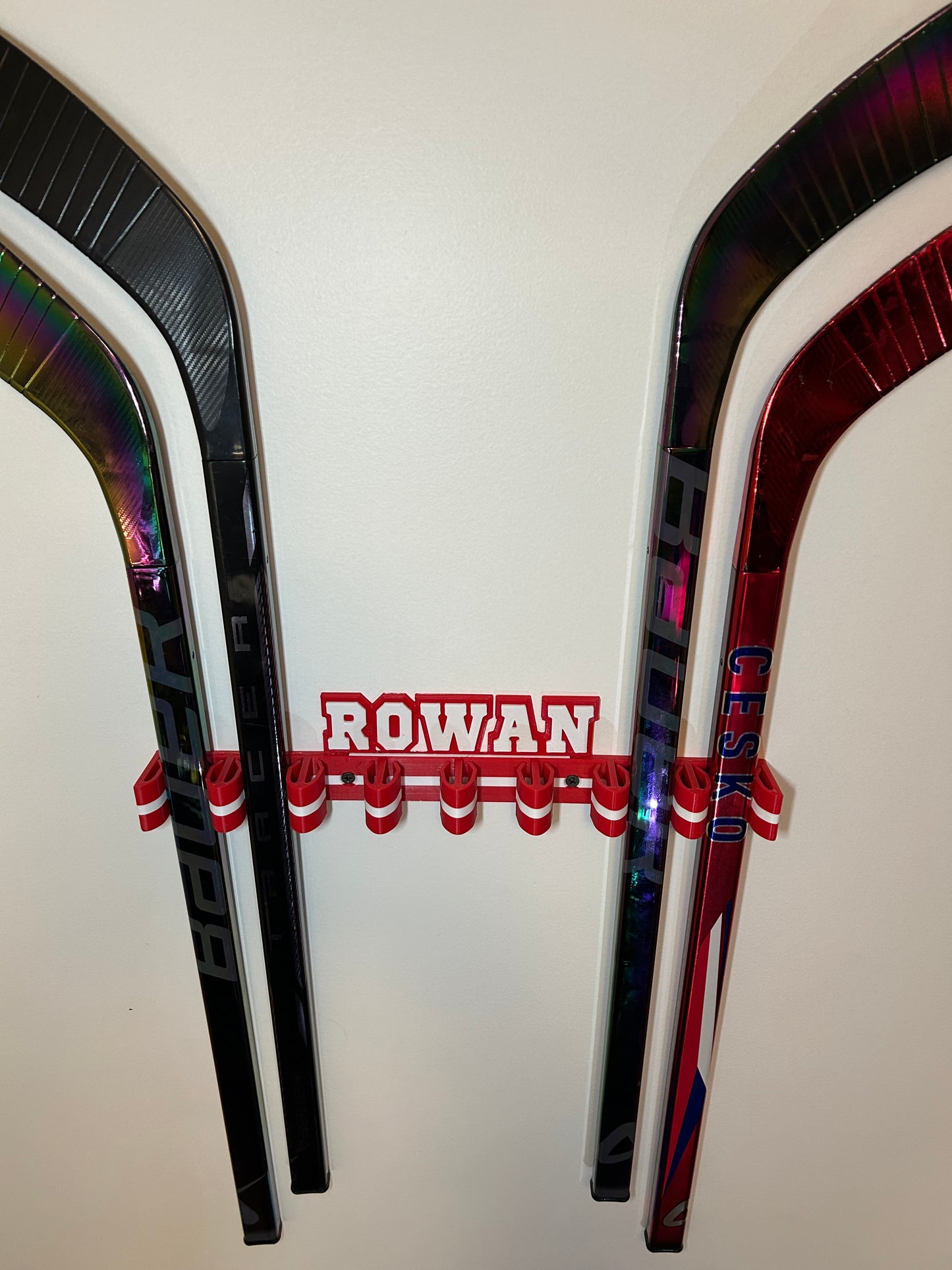 Hockey Stick Display Rack Holder for 8 Mini and Regular Stick Wall mount Holder, Room Organizer garage and arrange Playroom