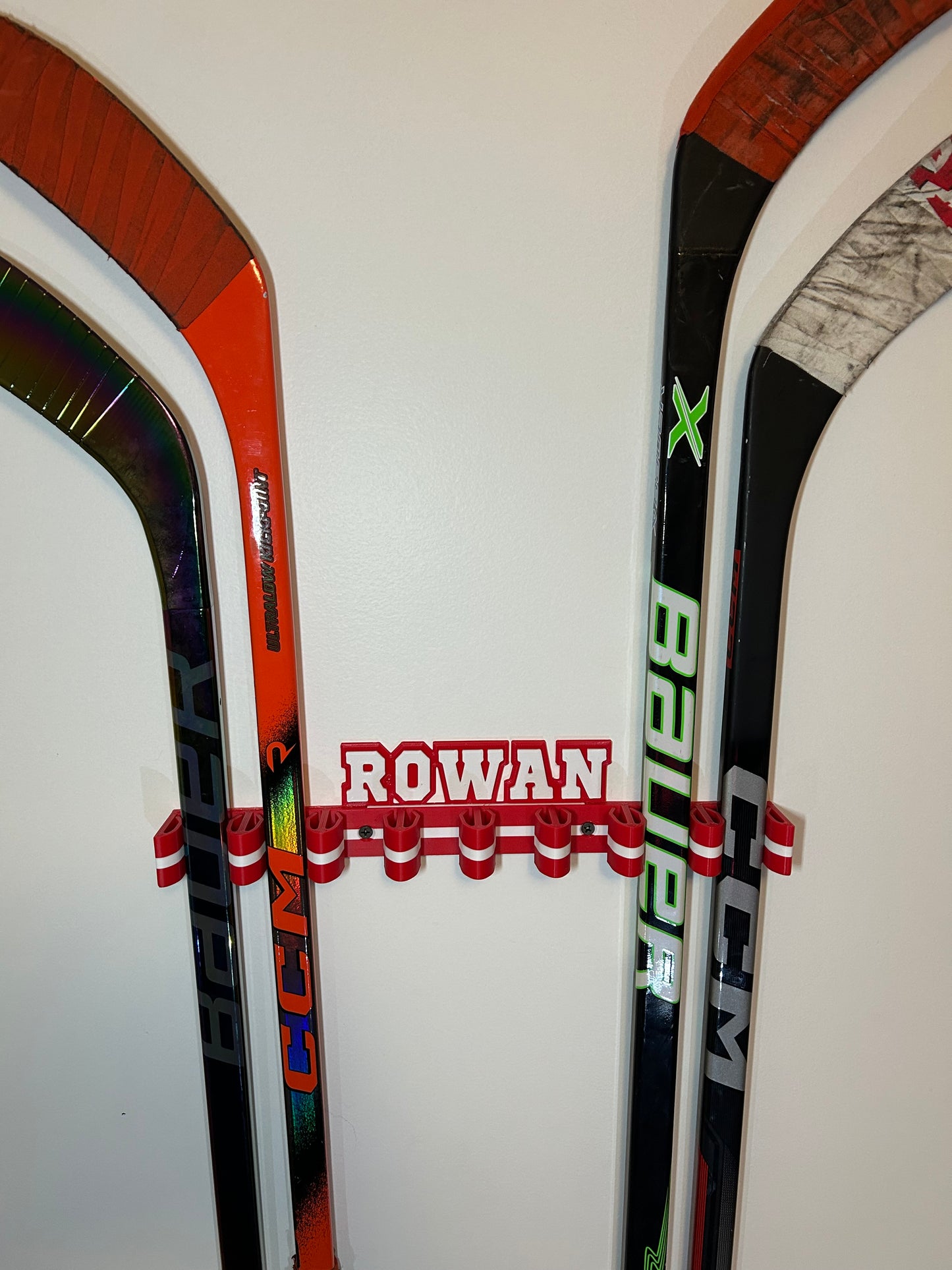 Hockey Stick Display Rack Holder for 8 Mini and Regular Stick Wall mount Holder, Room Organizer garage and arrange Playroom