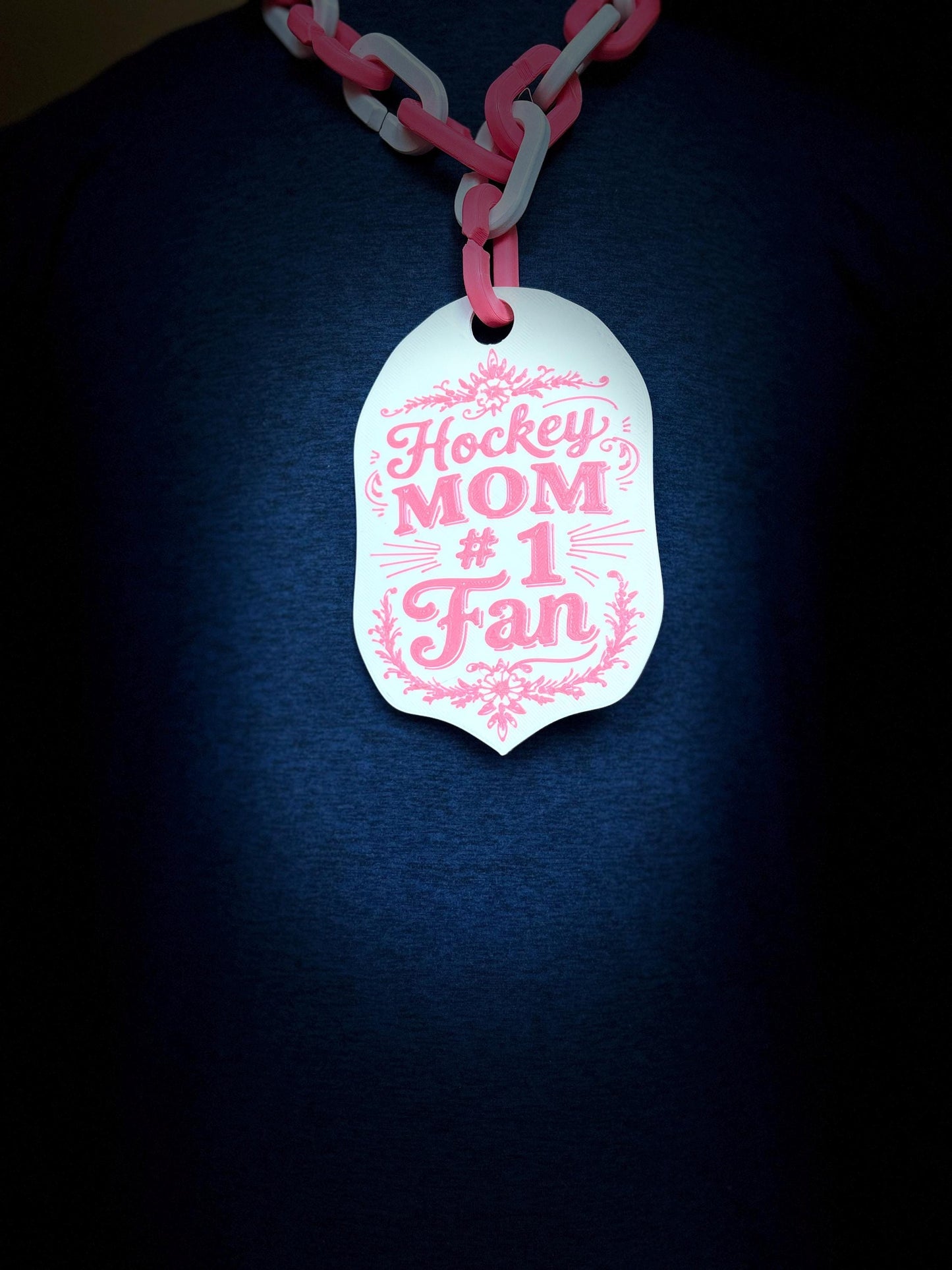 Hockey Fan Mom Giant Logo Necklace - Oversized Sports Swag Chain for Hockey Moms