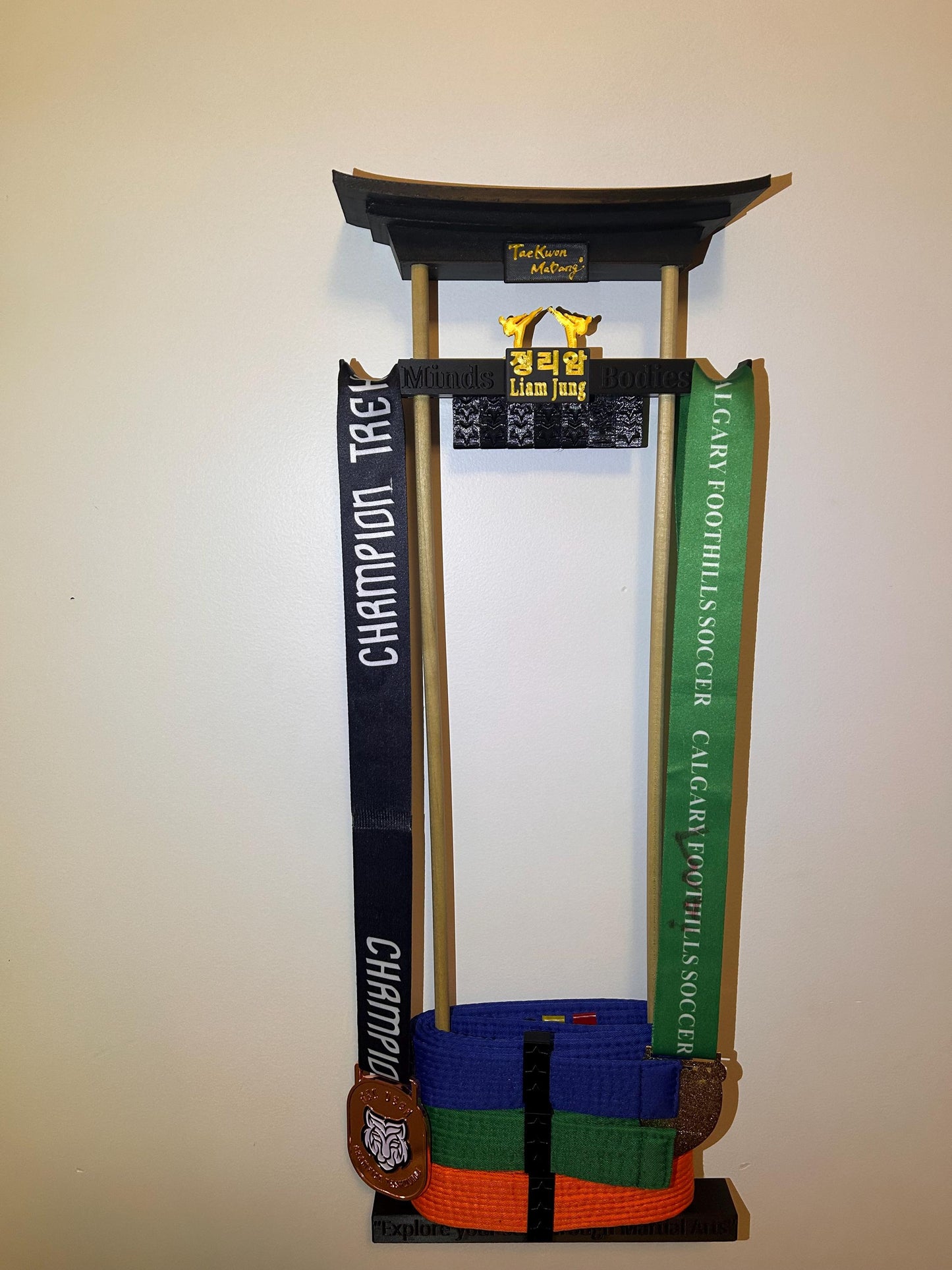 Martial Arts Belt Display Rack, Custom and personalize Martial Arts belt, Stylish & Organized Storage Solution for martial arts belt